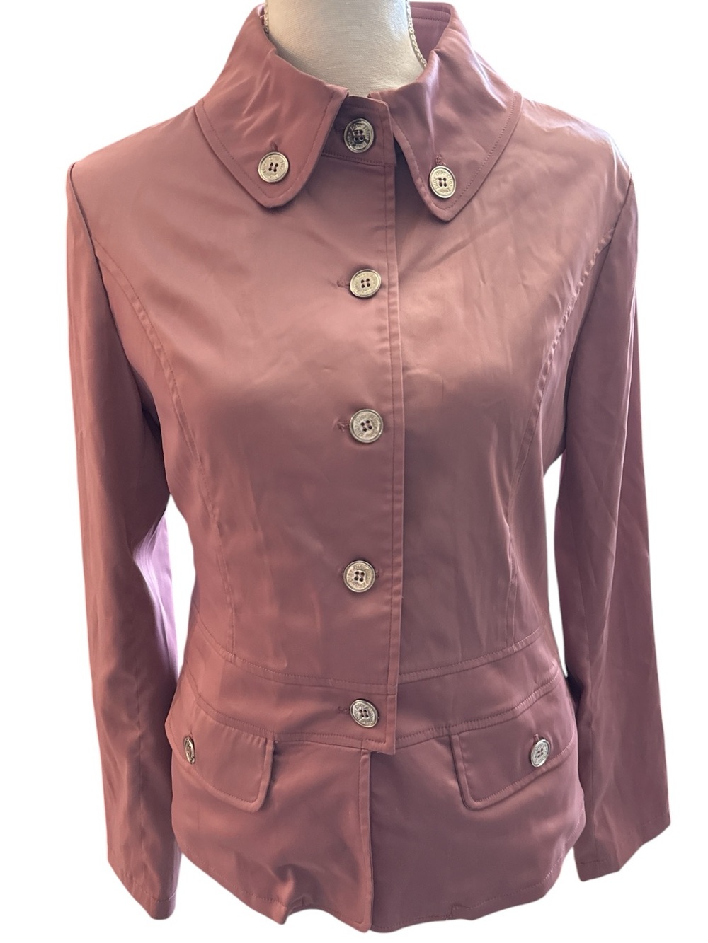 Vintage 90s Mauve Pink Dior Light Weight Button-Front Jacket Blazer Top Size 10